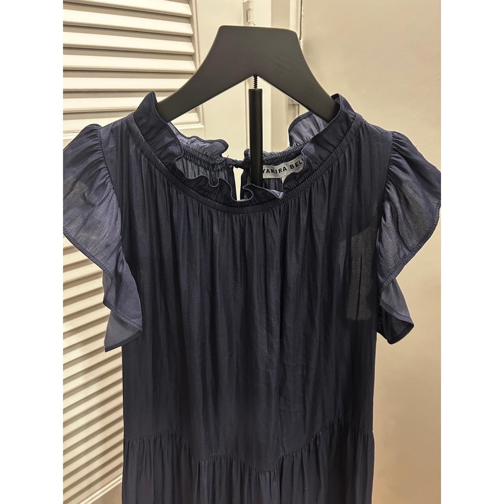 Yakira Bella Womens XS Navy Ruffled Tiered Sleeveless Dress Flowy Boho - Picture 2 of 6